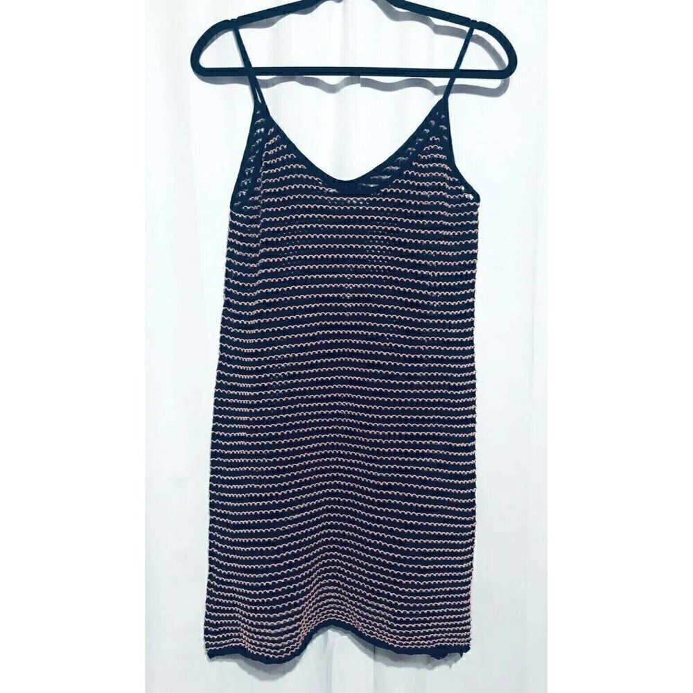 Zara Knit Spaghetti Strap Dress Blue Stretch Tunic Size Small Womens